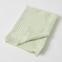 Baby Green Basket Weave Knit Blanket
