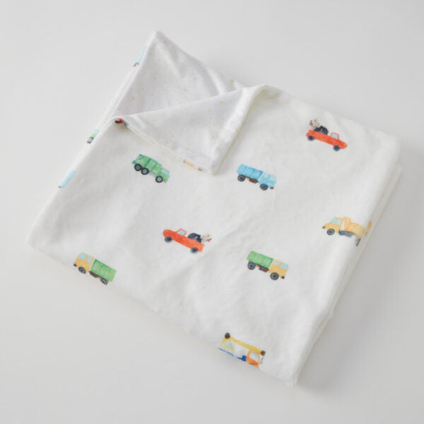 Baby Blanket Fleece Trucking Along