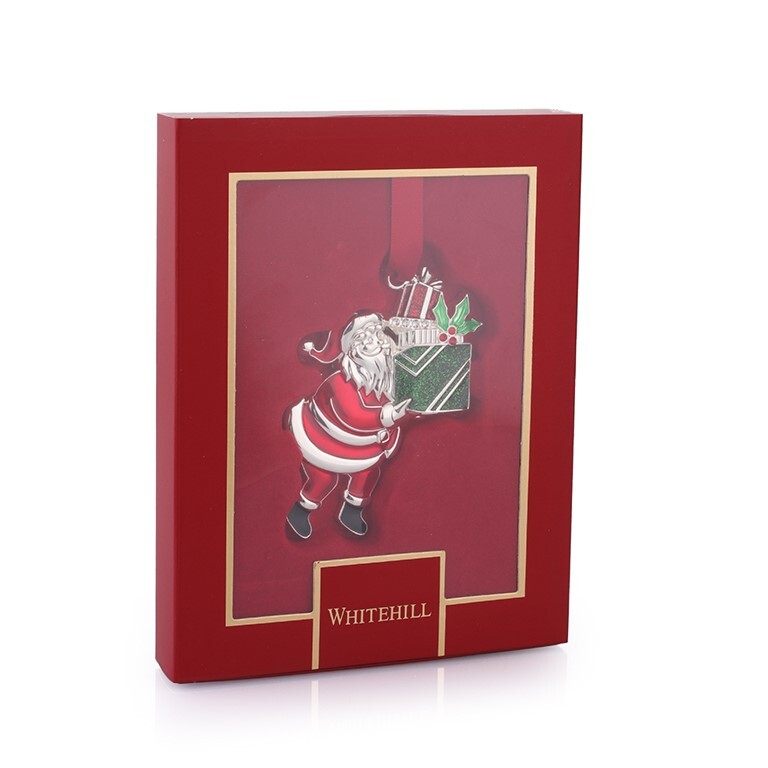 Christmas Decoration Metal Hanging Santa With Gift Box 