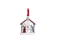 Christmas Decoration Metal Hanging Silver Nativity With Gift Box