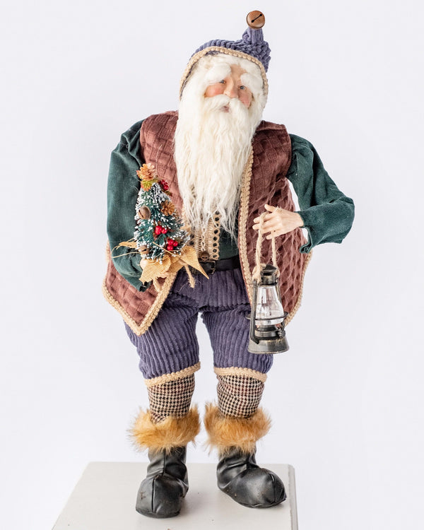 SANTA WITH BEAR & LANTERN 75CM