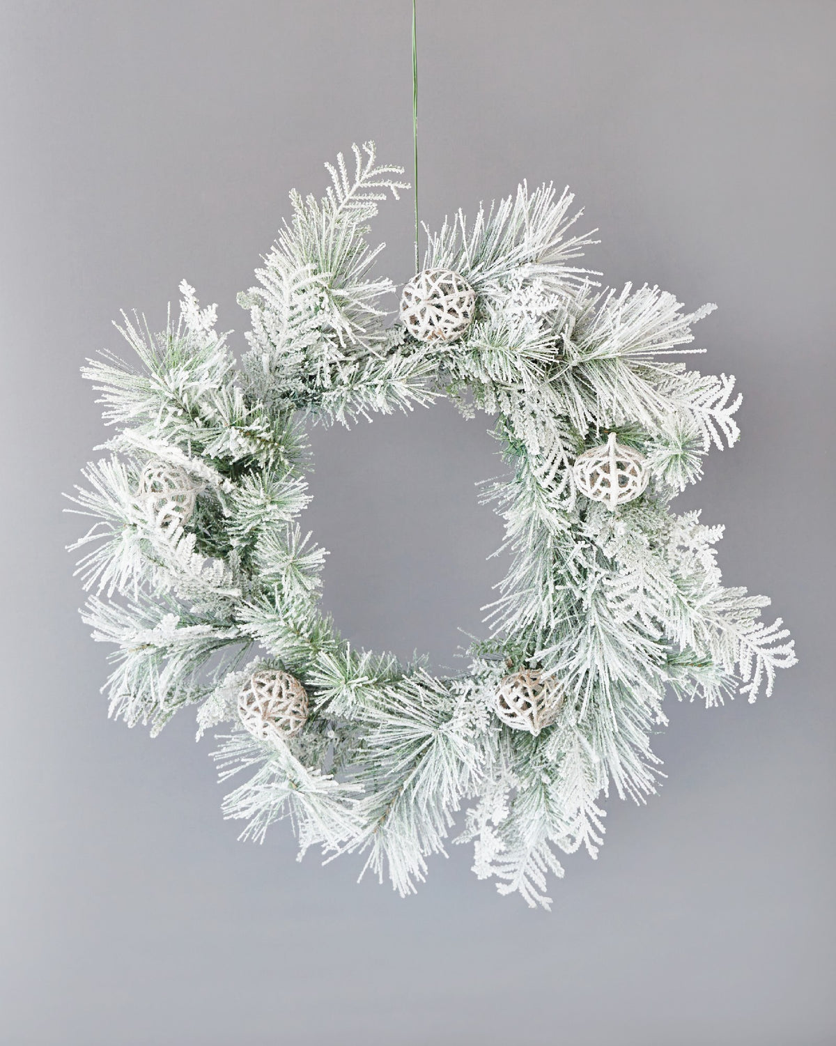 WREATH SNOW PINE LED 60CM 