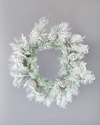 WREATH SNOW PINE LED 60CM 