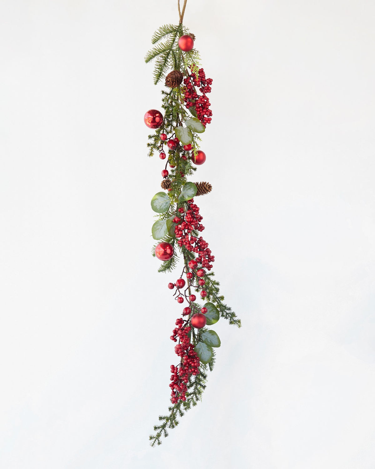 CHRISTMAS GARLAND BERRY BALL RED 120CM