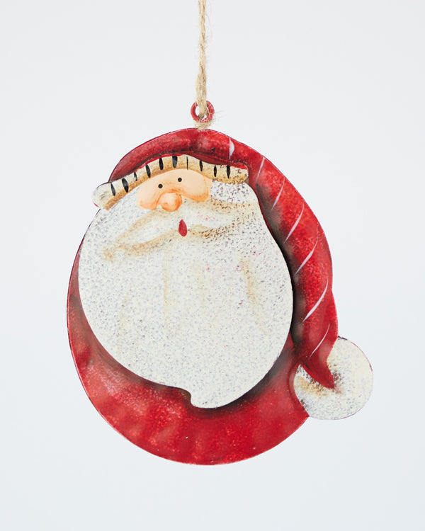 CHRISTMAS DECORATION SANTA METAL RED 