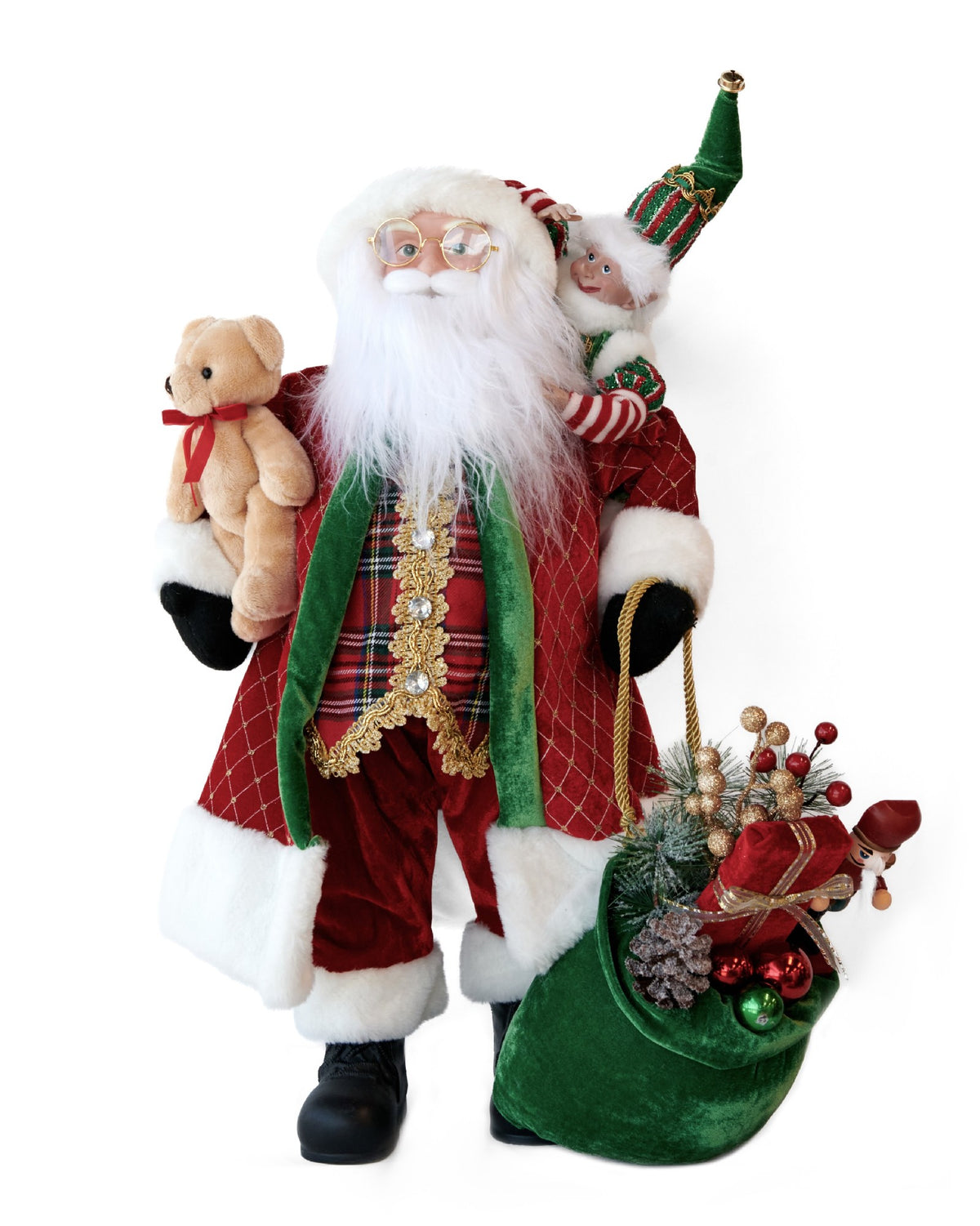Santa With Bear And Elf