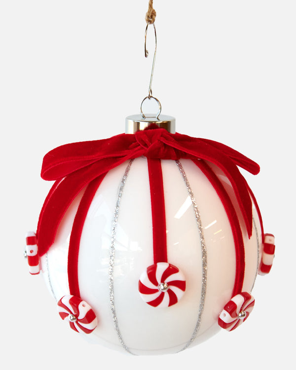 Ornament Christmas Candy Ball White/red