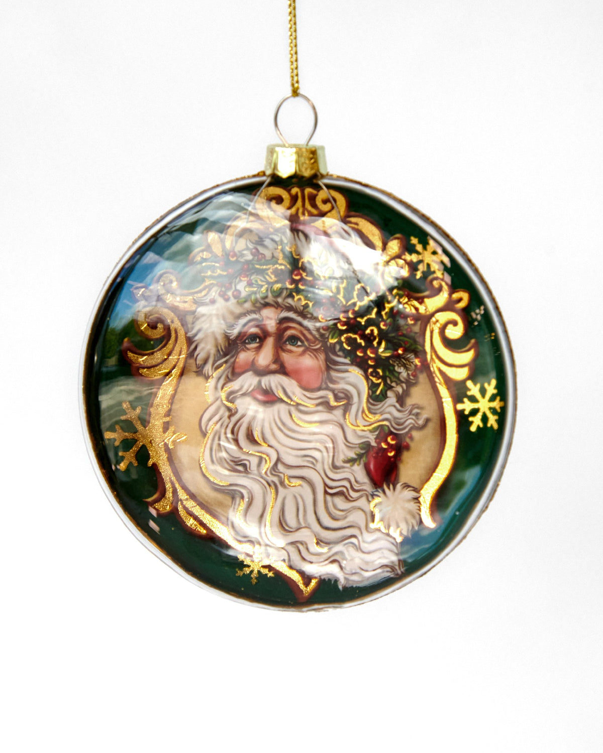 Ornament Vintage Santa Disc 10cm