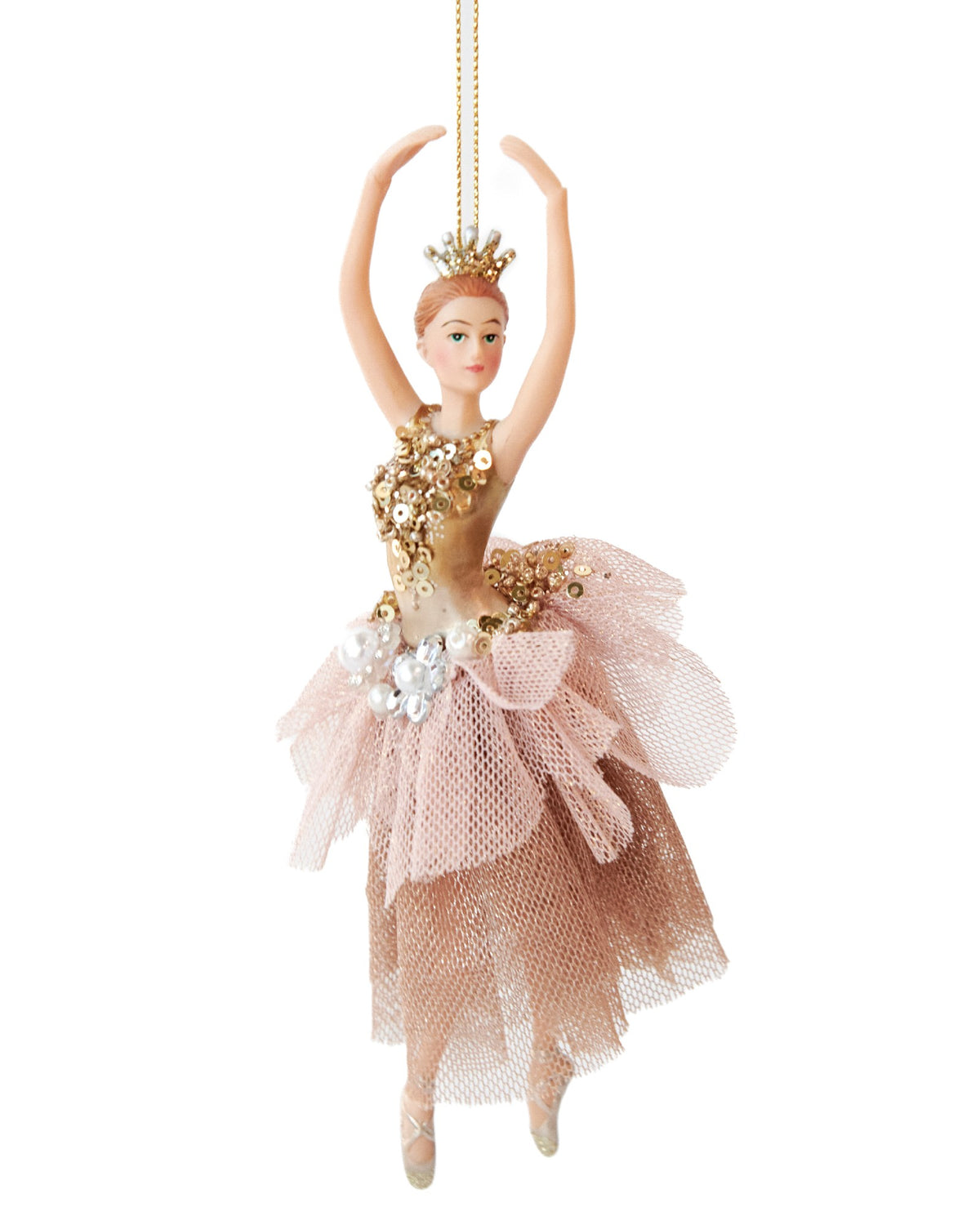 Ornament Christmas Ballerina Pink/gold 17cm