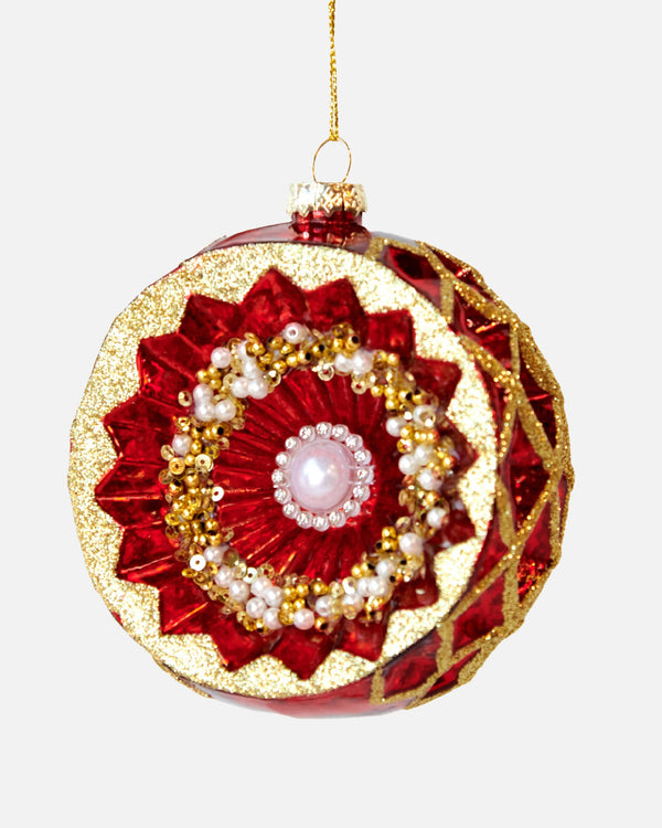 Christmas Half Ball Ornament Red/gold 12cm