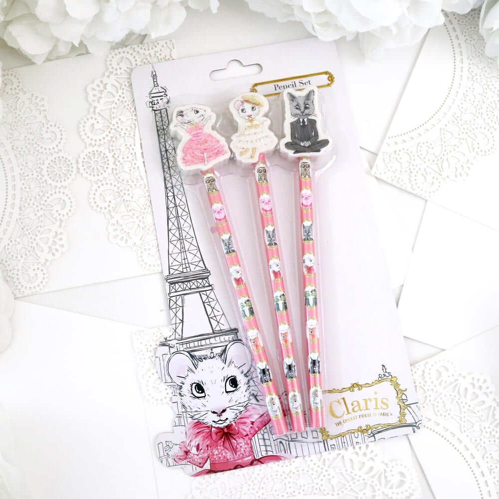 CLARIS PENCIL SET WITH ERASER TOPPERS