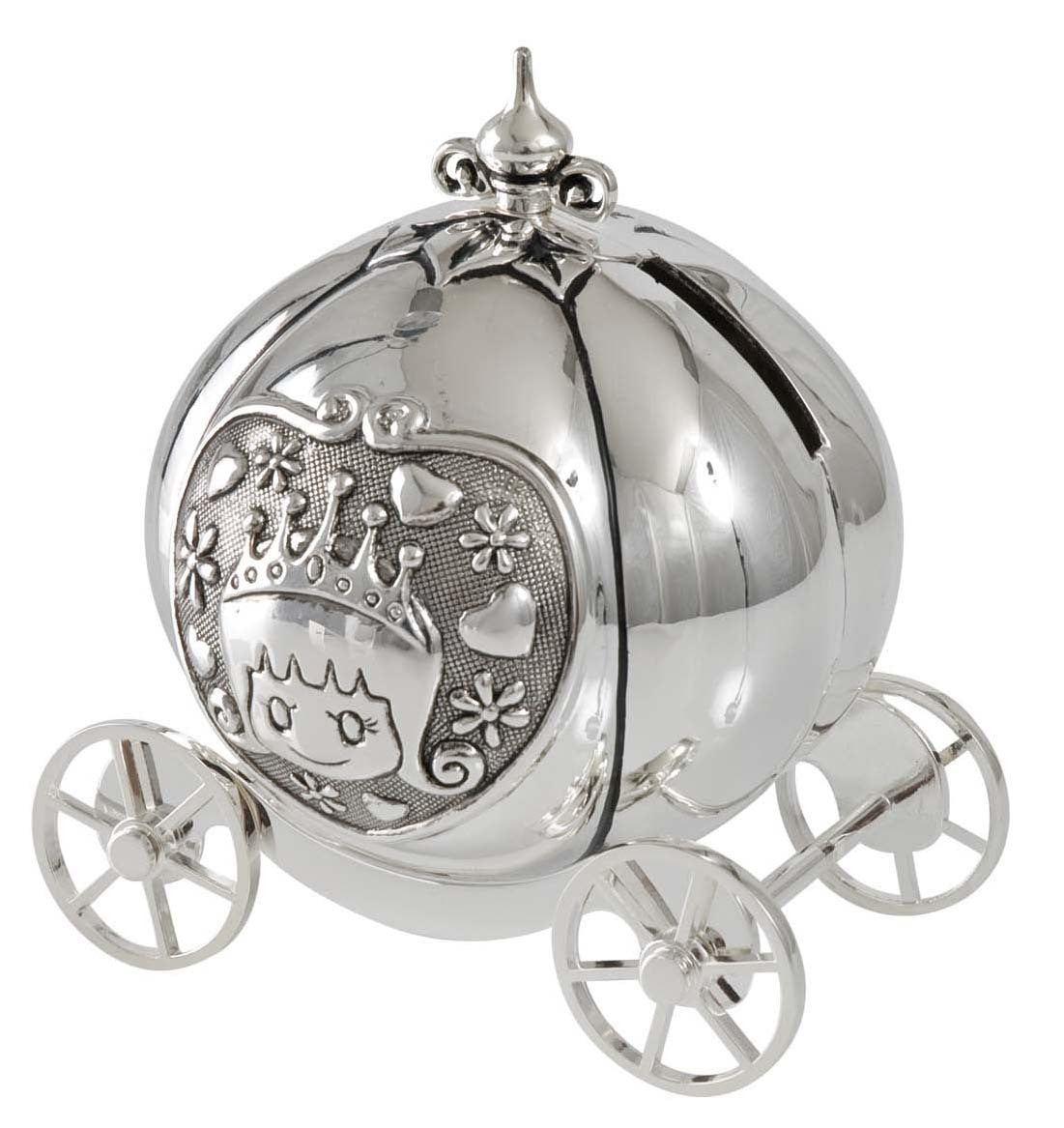 Money Box Pumpkin Coach Silver Plated 
