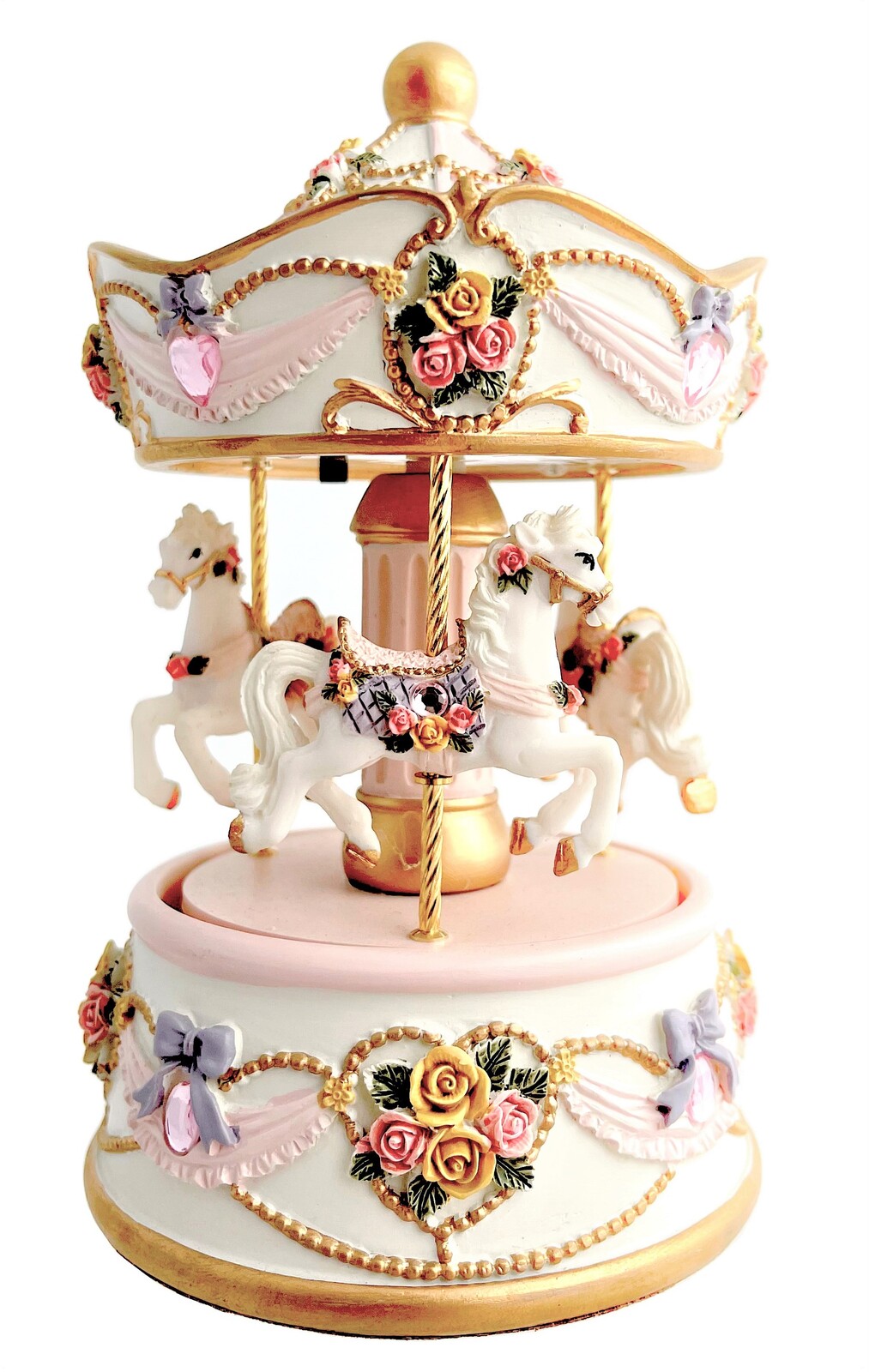 Carousel 3 Horse Petite Rose