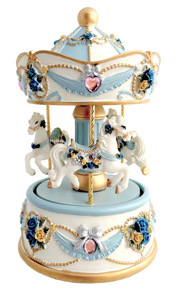 Carousel 3 Horse Petite Blue 