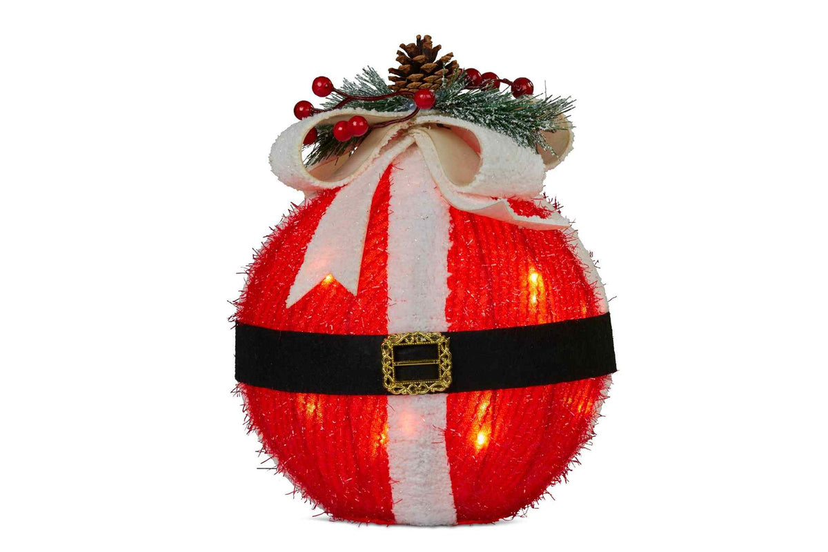 CHRISTMAS LIGHT UP SANTA BELLY LED BALL 25CM