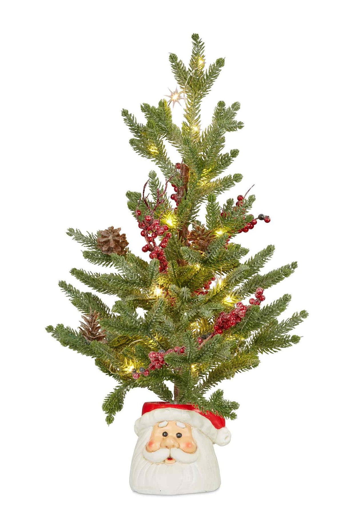CHRISTMAS TREE WITH LIGHTS WITH SANTA  55CM 