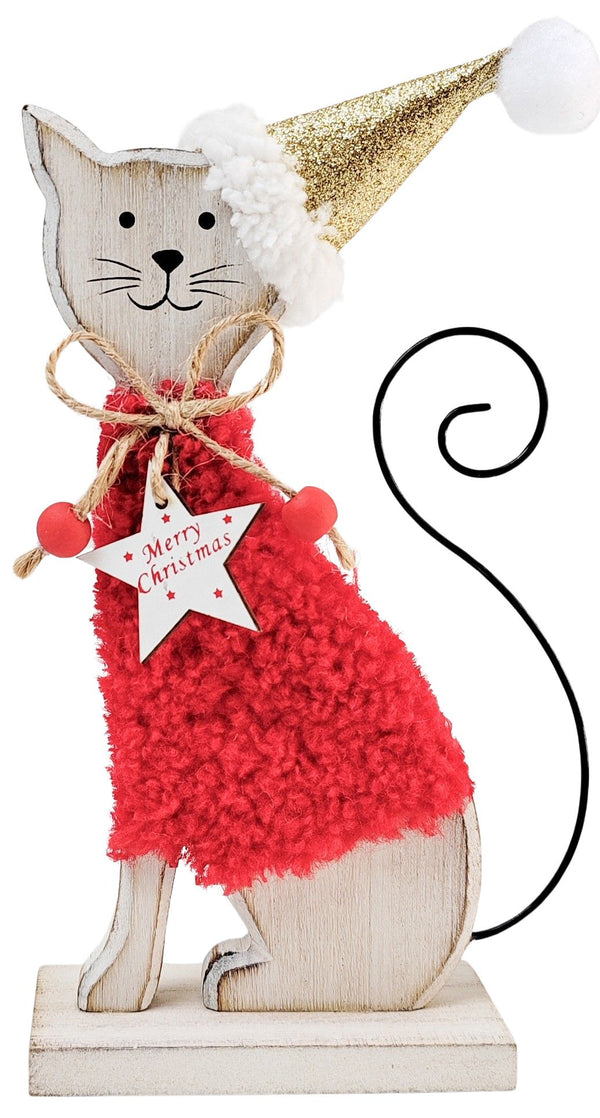DECORATION CUTE CAT WITH HAT RED & WHITE