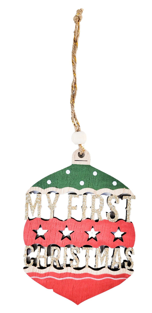 DECORATION MY FIRST CHRISTMAS SATRS HANGING 11CM