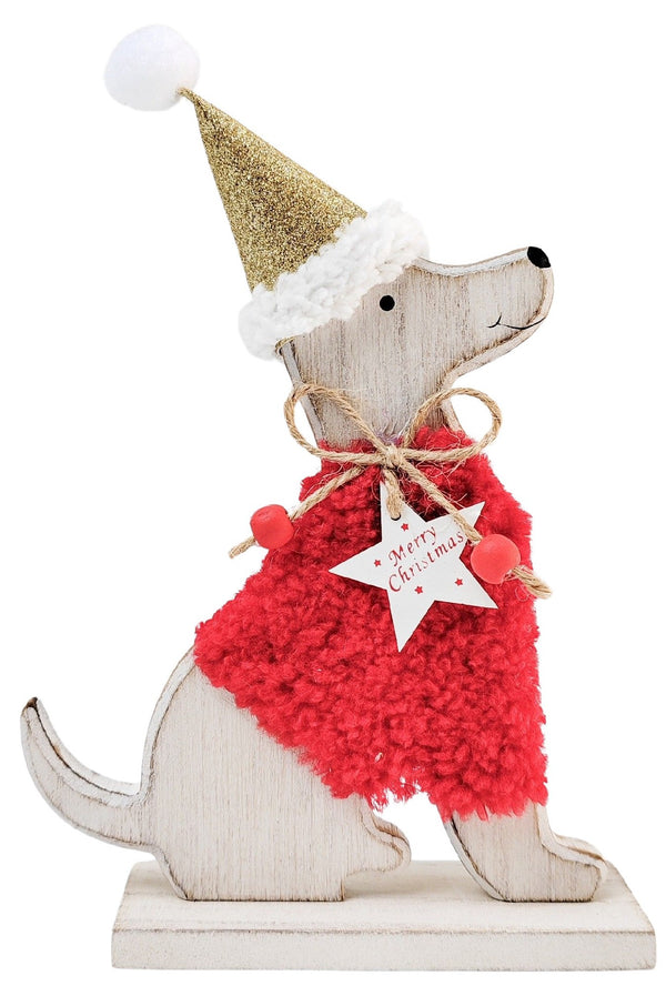 DECORATION CUTE DOG WITH HAT RED & WHITE