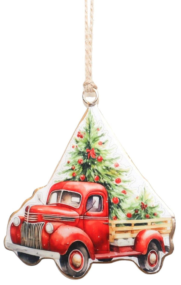 DECORATION TRUCK WITH CHRISTMAS TREE HANGING 10CM