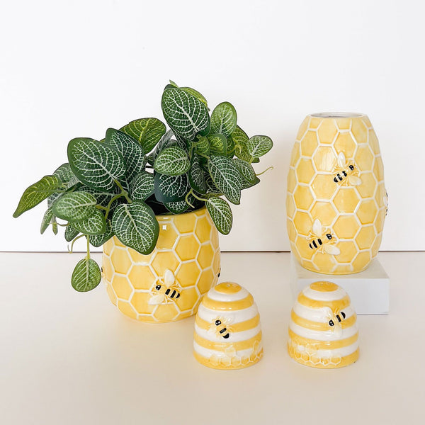 Planter Bee Hive Yellow 12cm