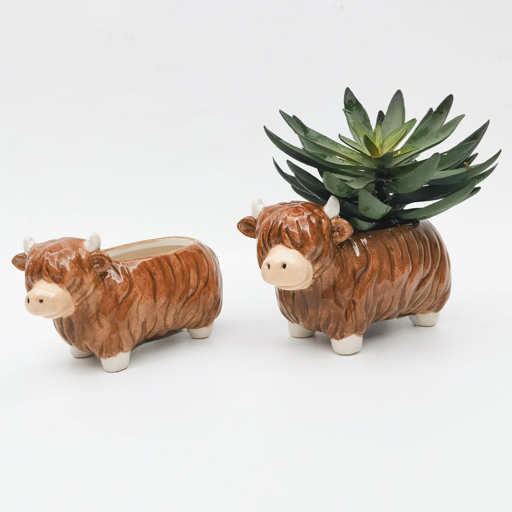 Planter Highland Cow Medium 17cm