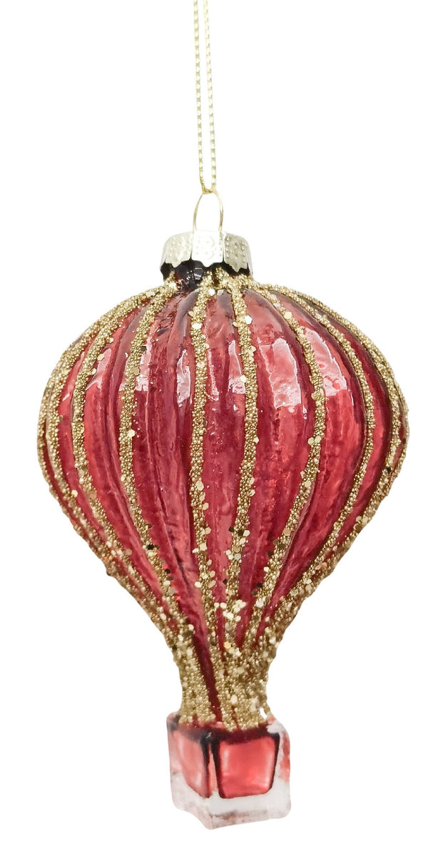 Bauble Hot Air Balloon Red Glass 9cm