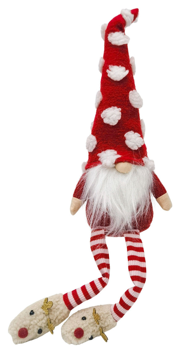 Decoration Tomte Spotty Sitting Red And White 22cm
