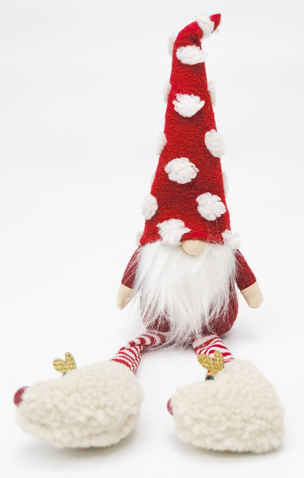 Decoration Tomte Spotty Sitting Red And White 22cm