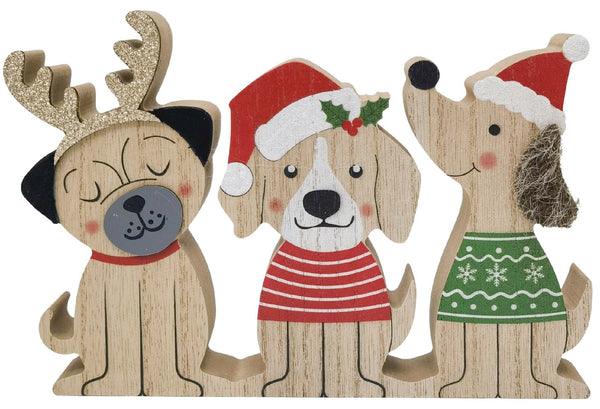 Decoration Christmas Dogs Standing Red And Green 18cm
