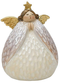 Decoration Carved Angel With Star Large Standing - Pink