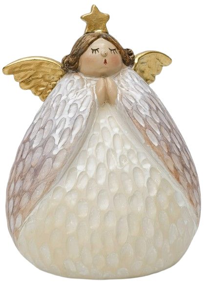 Decoration Carved Angel With Star Large Standing - Pink