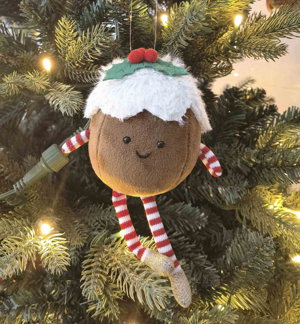 Decoration Fluffy Pudding Hanging Brown 18cm