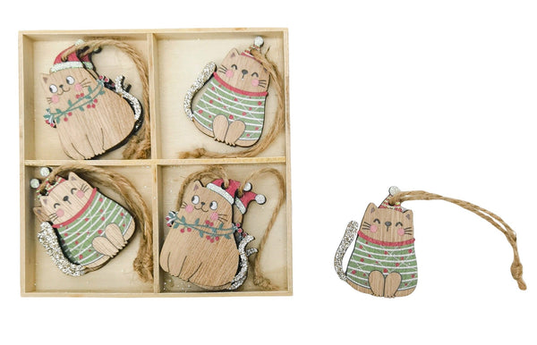 Decoration Leo Cat Gift Boxed Hanging 6cm Set/8