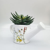 Bee Meadows Watering Can Planter Yellow 13x25cm