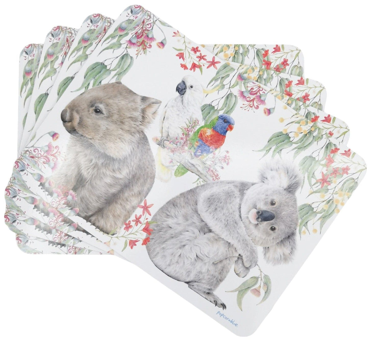 Australiana Popcorn Blue Placemats Set Of 4