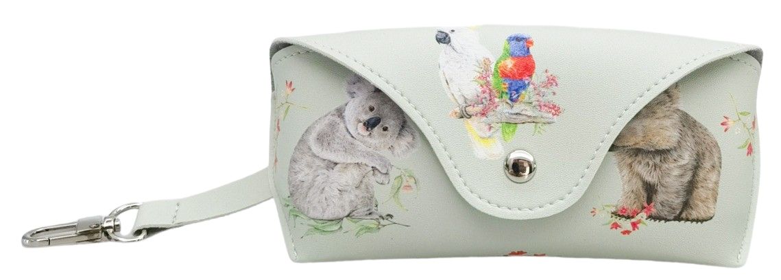 Australiana Popcorn Blue Glasses Case Sage 16cm