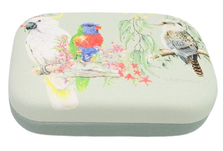 Australiana Popcorn Blue Australian Birds Mini Travel Case Sage