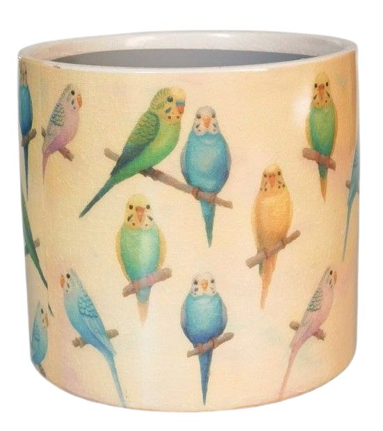 Budgie Planter - Yellow & Blue 
