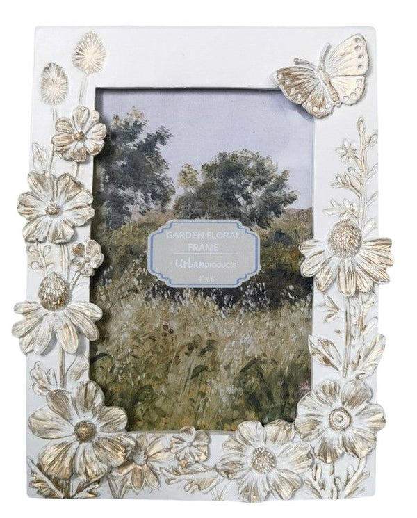 Frame Garden Floral White 4x6