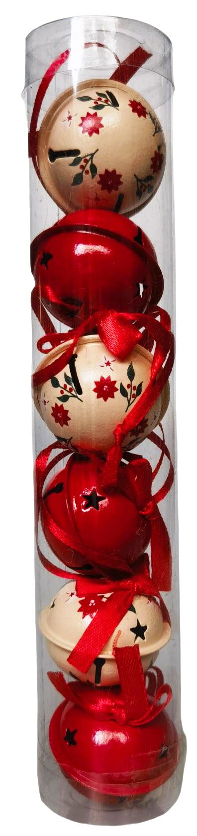 Faulk Flower Bell Pack Red & Cream 3.5cm Set Of 6