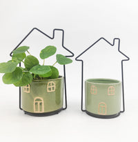 PLANTER HOUSE LIGHT GREEN 21CM