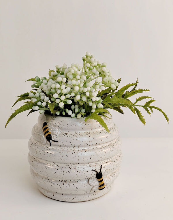 Planter Bee Hive White & Sand 8cm