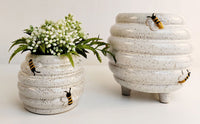 Planter Bee Hive White & Sand 15cm 