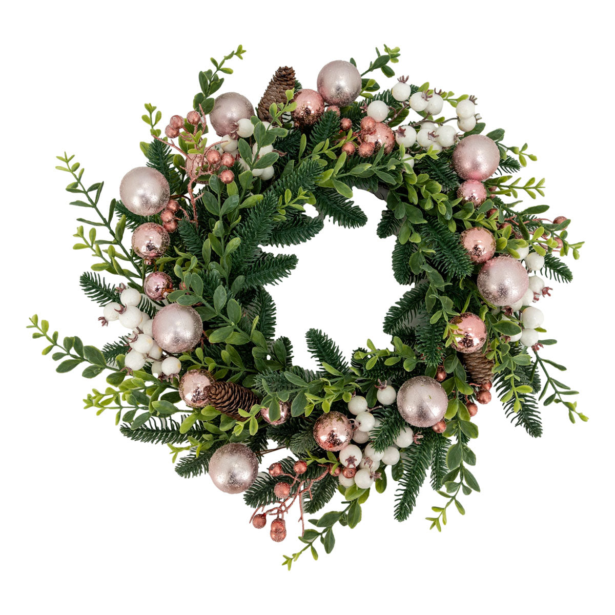 Wreath Pink White Berry 50cm