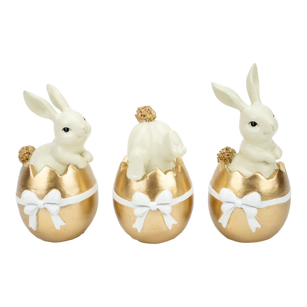 Bunny In Gold Egg - Set Of Three
