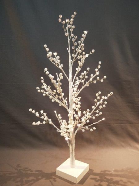 CHRISTMAS LIGHT UP 90CM WHITE BERRY LED TREE