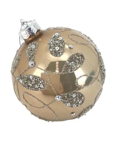 DECORATION CHAMPAGNE SILVER ADORNED BALL HANGING