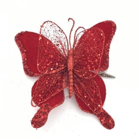 BUTTERFLY CLIP ON RED DOUBLE 