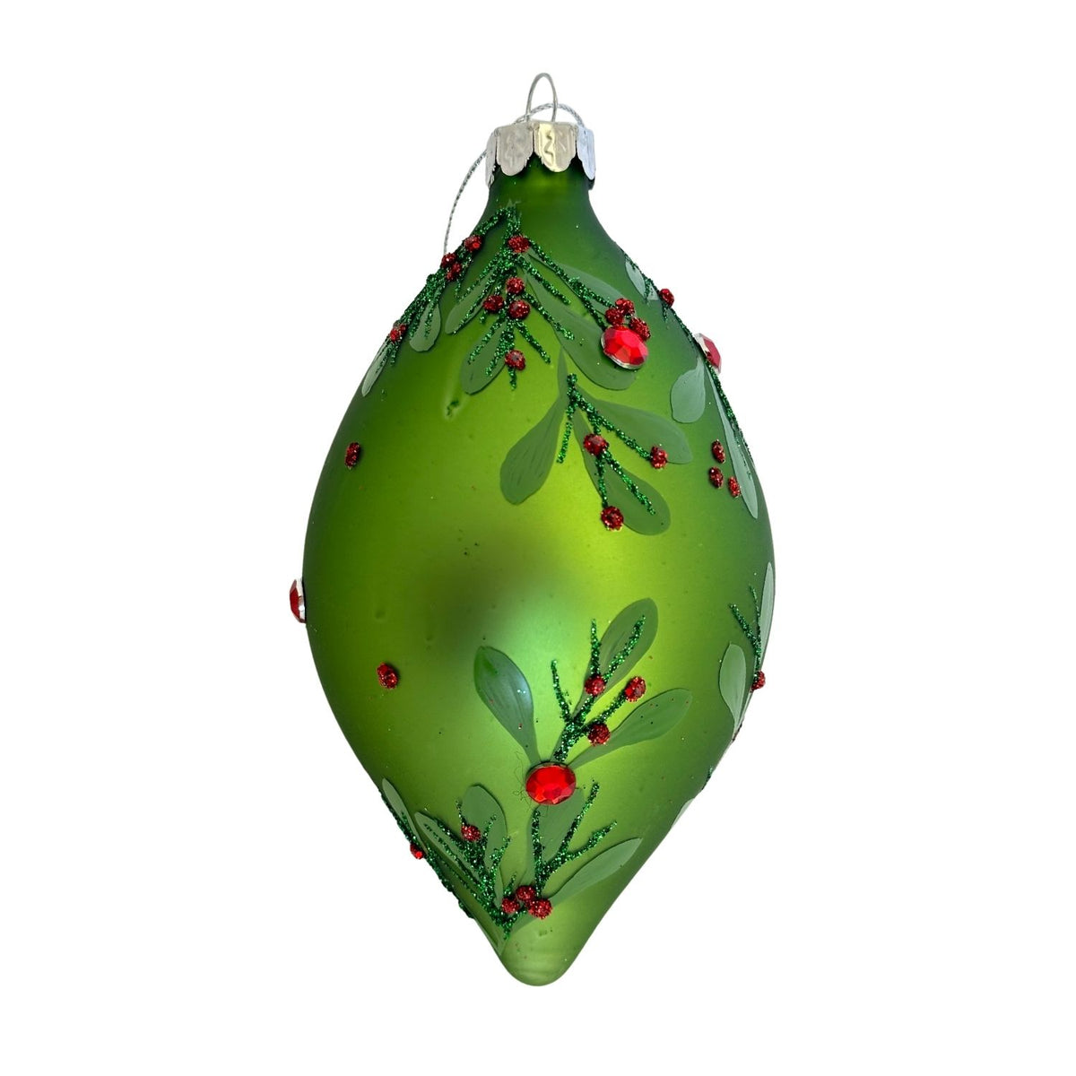 BAUBLE GREEN CHRISTMAS LONG DROP HANGING